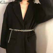 Glamaker золотая цепочка женский широкий пояс для женщин куртка пояс Женские аксессуары cummerbund Блестящий Пояс для платья корейская мода