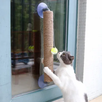 

Cats Scratch Column Grinding Device Sucker Cats Climbing Frame Anti-Scratch with Bell Ball Toy HVR88