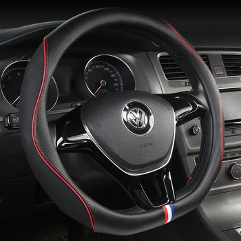 

Four Seasons available leather hole movement anti-skid automobile steering wheel cover suitable for 38CMD type automobile holste