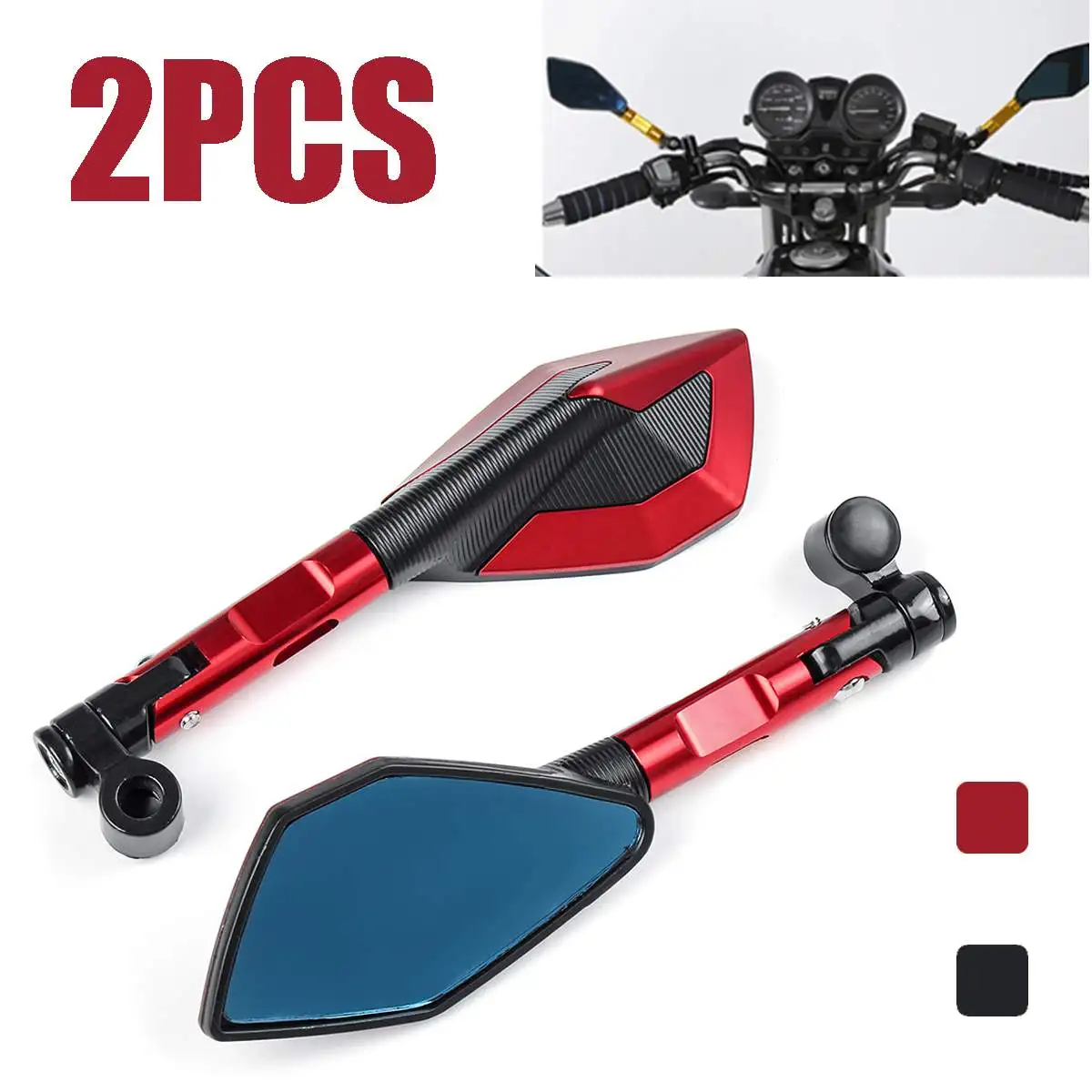 Универсальный мотоцикл Зеркало подходят синий Стекло анти-головокружение Мото
