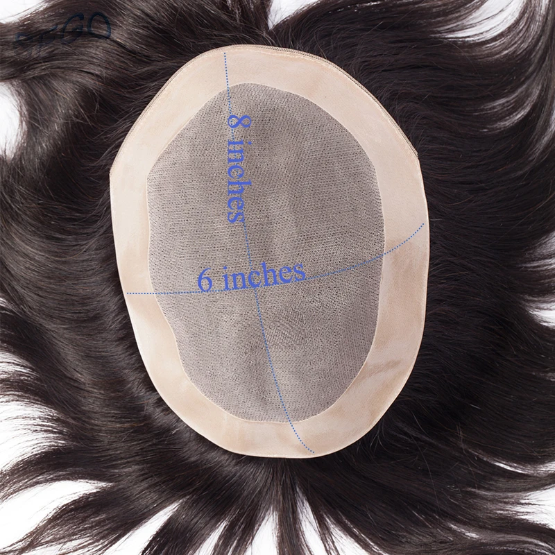SEGO 6 дюйм(ов) прямые чистый цвет моно и ПУ прочные шиньоны для накладка из искусственных волос для мужчин индийские волосы не Реми волос 100%