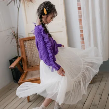 

2020 Autumn and Winter New Mesh Girls Clothing Set Cute Princess Sweatshirt and Skirt Set Fashion Children Two Piece Set, #8236
