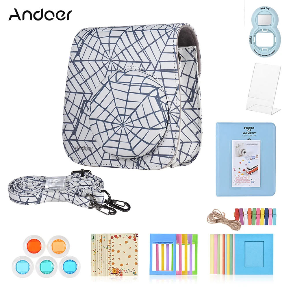 Option 2 Andoer 8 в 1 Аксессуары для Fujifilm Instax Mini 9/8/8+/8s Instax камера сумка селфи зеркальный фильтр фоторамка наклейка - Цвет: Option 2