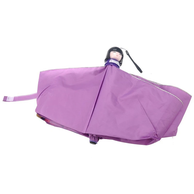 ELEG-Новинка японская кукла в Кимоно Стиль Анти-УФ непромокаемый складной зонт-бутылка(фиолетовый