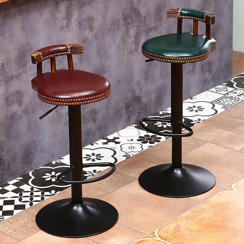 

Industrial Vintage Chair Rustic Retro Swivel Counter Bar Stool Cafe Chair with Backrest Restaurant Bar Cafe Home Kitchen Decor