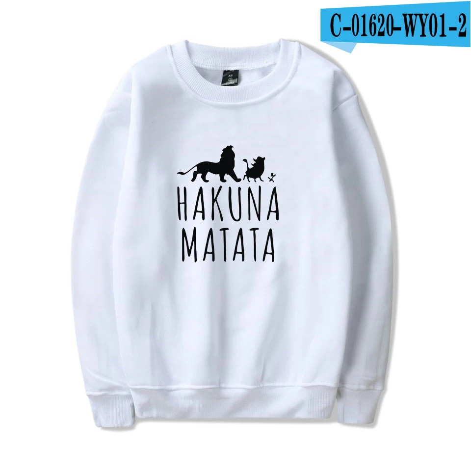 white The Lion King Hakuna Matata мужские хлопчатобумажные толстовки модная толстовка с длинными рукавами новая горячая Harajuku уличная - Цвет: white