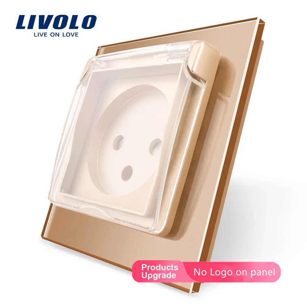 Livolo EU standard Israel розетка, кристальная стеклянная панель, AC 100~ 250V 16A, VL-C7C1ILWF, с водонепроницаемой крышкой, без логотипа