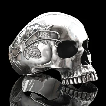 

Fashion Punk Style Biker Skull Finger Ring Heart Leaves Sculpture Skeleton Rings for Men Party Boho Hip Hop personality Jewelry