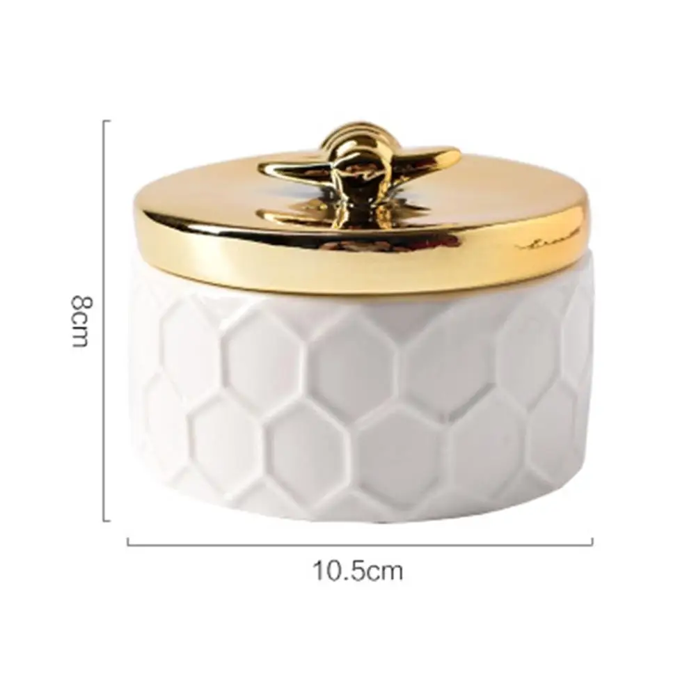 

Nordic style ceramic gold-plated bee jewelry box jewelry necklace ring storage box creative home decoration