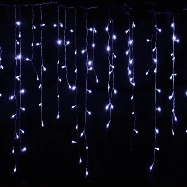 Светодиодный светильник для занавесок, гирлянда, 1x5 м, свисает, 0,4-0,6 м, новогодняя, свадебная, праздничная гирлянда, светодиодный светильник для наружной рождественской декорации - Испускаемый цвет: Белый