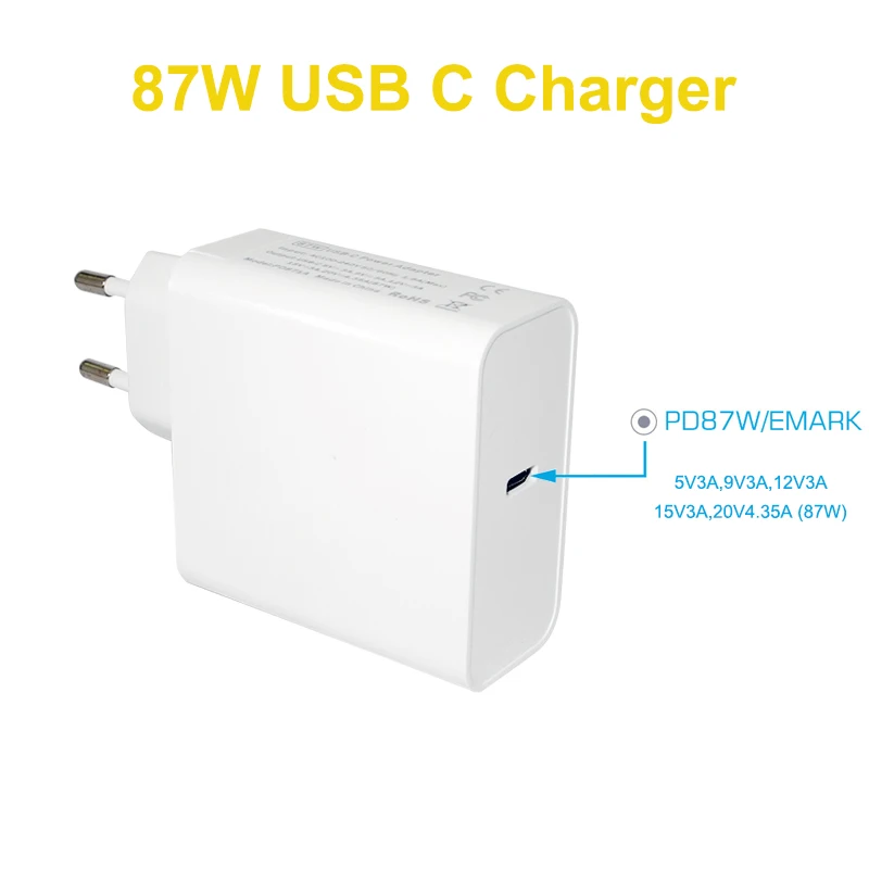 87 Вт 65 USB C PD адаптер питания 20 в 4 35 а 3 25 Type зарядное устройство для ноутбука Macbook Air