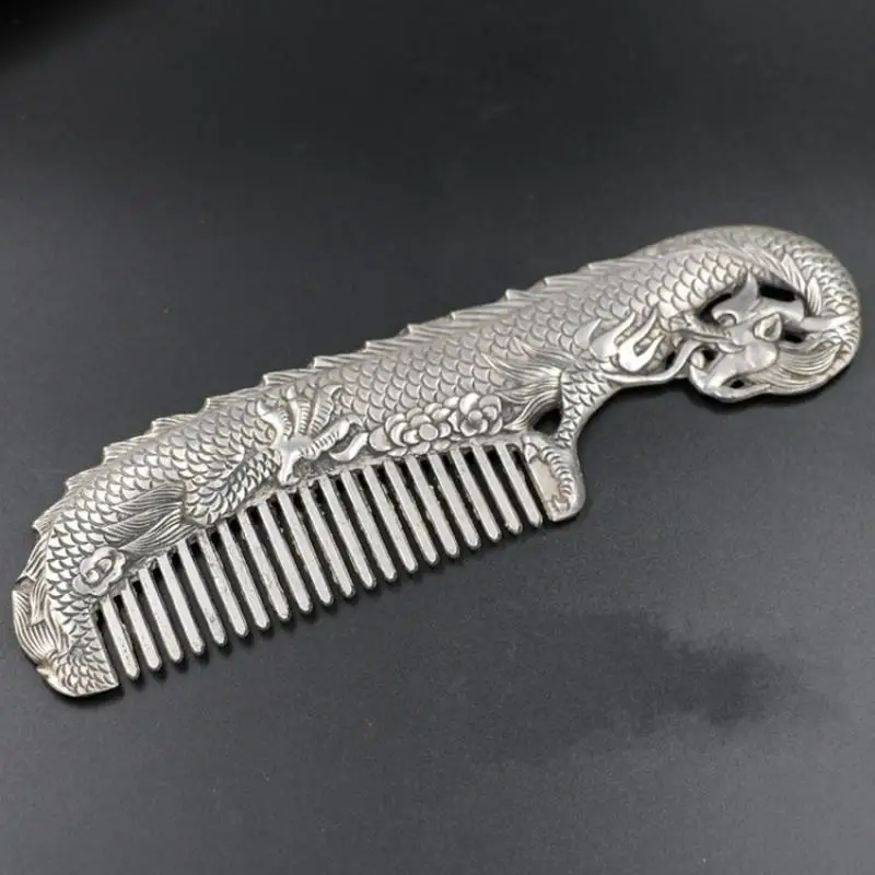 

Старые тибетские коллекционные предметы, украшенные Miao, серебряная Бриллиантовая элегантная расческа, бриллиантовая расческа для волос, аксессуары-талисманы