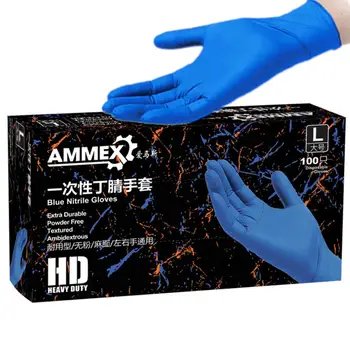 

100 Pcs Safeguard Nitrile Disposable Gloves Medium Size Blue Disposable Gloves Latex For Home Cleaning Medical