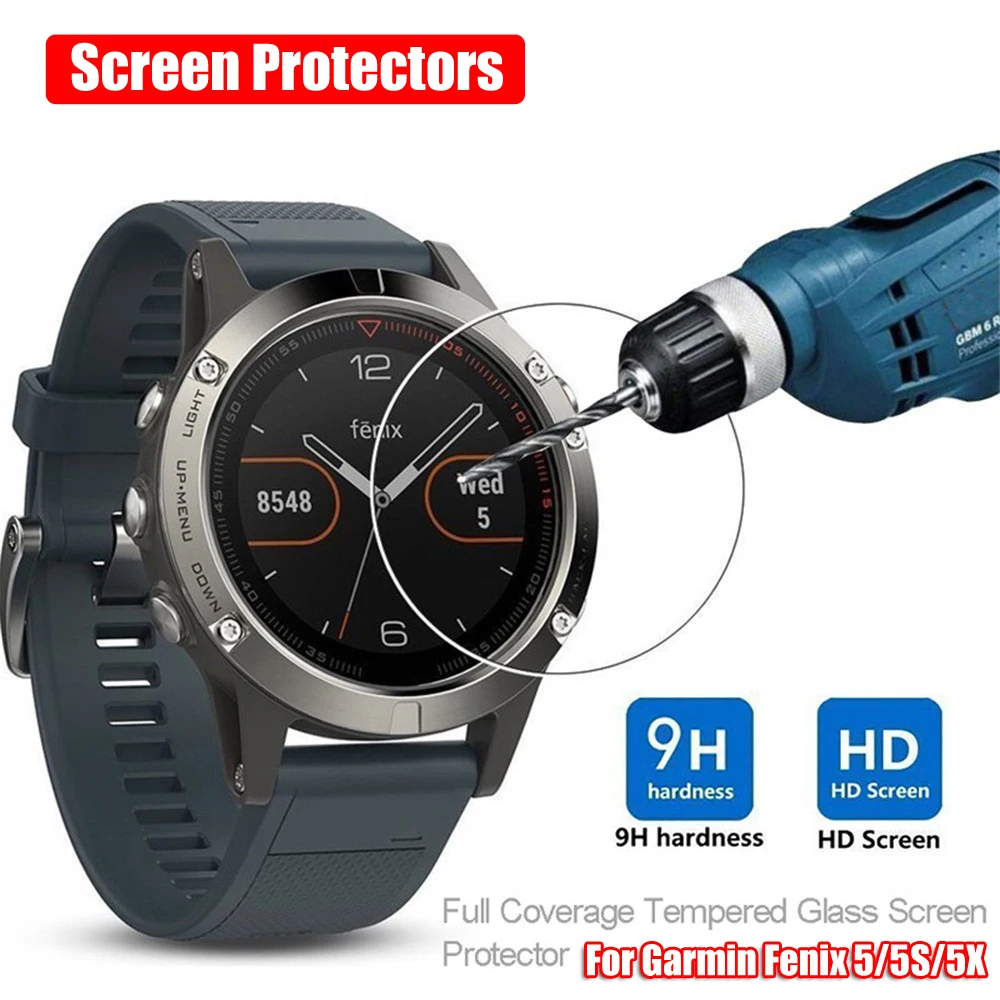 

1/2 Pcs Tempered Glass Watch Screen Protector 9H Real Full Coverage Film for Garmin Fenix 5 Series Smart Phone Accessories