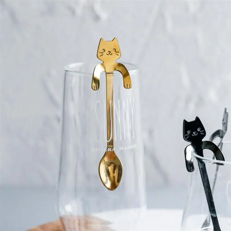 1 шт. подвесная кошка кофе нержавеющая сталь для ложек чайные ложки для помешивания набор сахарное мороженое кружка десертная ложка посуда для напитков
