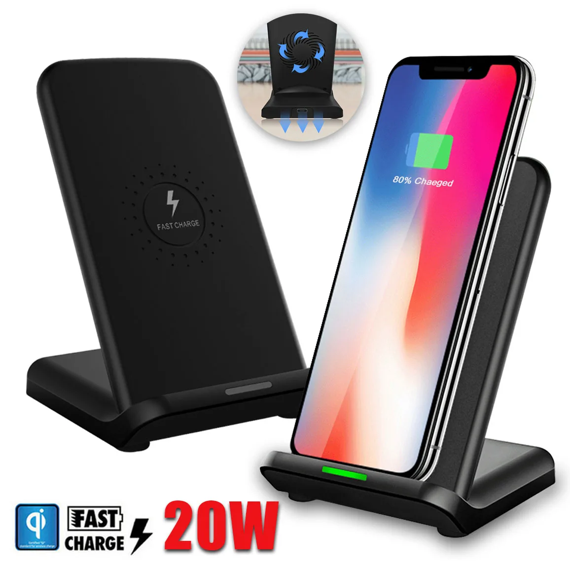 Беспроводное зарядное устройство Qi для iPhone 11 Pro Max Xs Max X Быстрый беспроводной зарядный блок для huawei mate 30 Pro samsung Note 10 Телефон