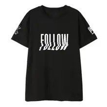 Kpop monsta x album follow find you same, летняя футболка с принтом, унисекс, с круглым вырезом, футболка с короткими рукавами, 5 цветов