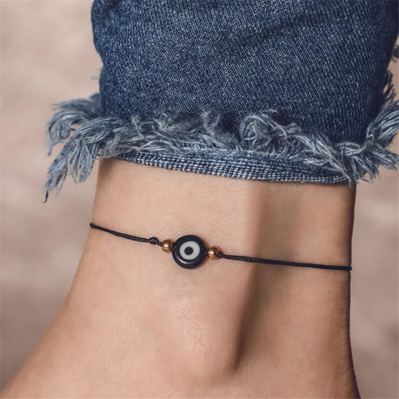 New Fashion Creative Turkish Black Eye Braided Rope Chain Anklets for Women Red Blue Color Beach Foot Charm Jewelry New Fashion Creative Turkish Black Eye Braided Rope Chain Anklets for Women Red Blue Color Beach Foot Charm Jewelry