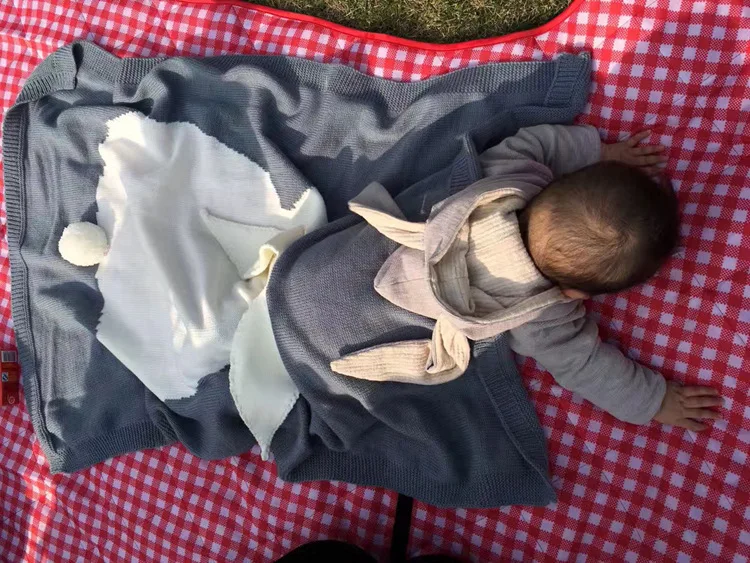 INS Лидер продаж трехмерный кролик Ушастый детский вязаный одеяло Детский сон одеяло Пляжный коврик детское одеяло s