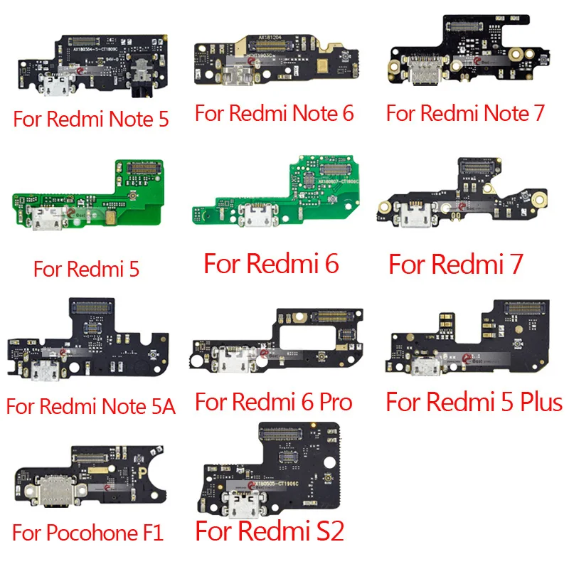 10pcs/lot USB Charging Port Connector Flex Cable With Microphone Mic For XiaoMi PocoPhone F1 Redmi Note 7 6 5 Pro Plus 7A 6A S2 | Мобильные