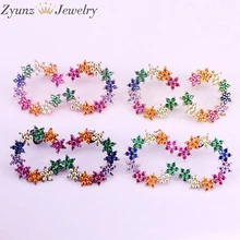 5Pairs, Rainbow CZ Zirconia Micro Pave Daisy Flowers Circle Stud Earring Sparking bling CZ Cubic Zirconia Studs