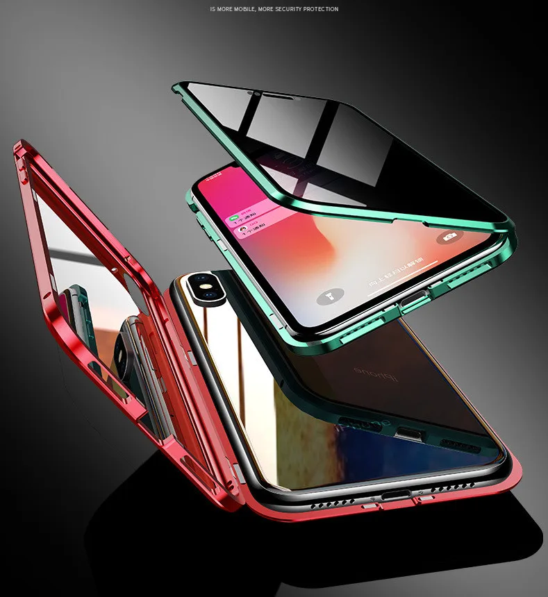 Magnetic Adsorption Metal Phone Case Anti-peep For iPhone 8 7 Plus Double Glass Magnet Cover For iPhone X XS MAX XR Sided Cases