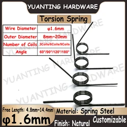 10Pcs Wire Diameter 1.6mm 3/6/9Coils Spring Steel V-spring Torsion Springs Hairpin Spring 180/120/90/60 Degree