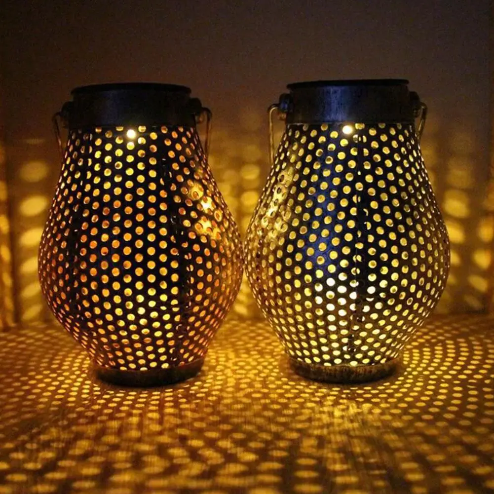 Ретро садовая Солнечная лампа выдолбленная кленовый лист теневой фонарь висячая полая лампа освещение наружная Водонепроницаемая Ландшафтная лампа