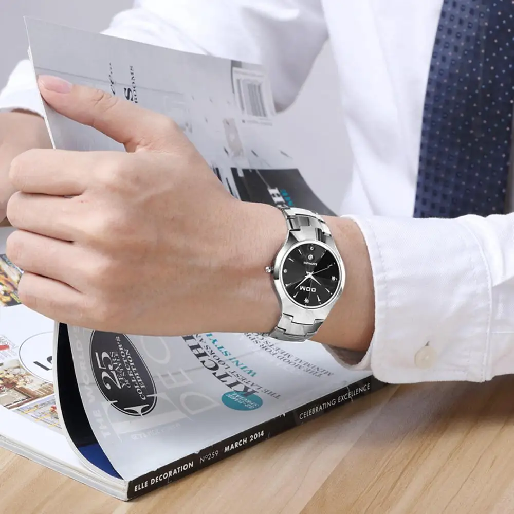 Часы DOM мужские из вольфрамовой стали Роскошные брендовые наручные 30 м