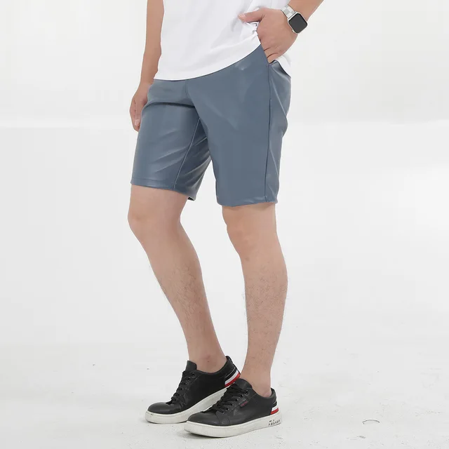 Men's Faux Leather Shorts Half Pants 