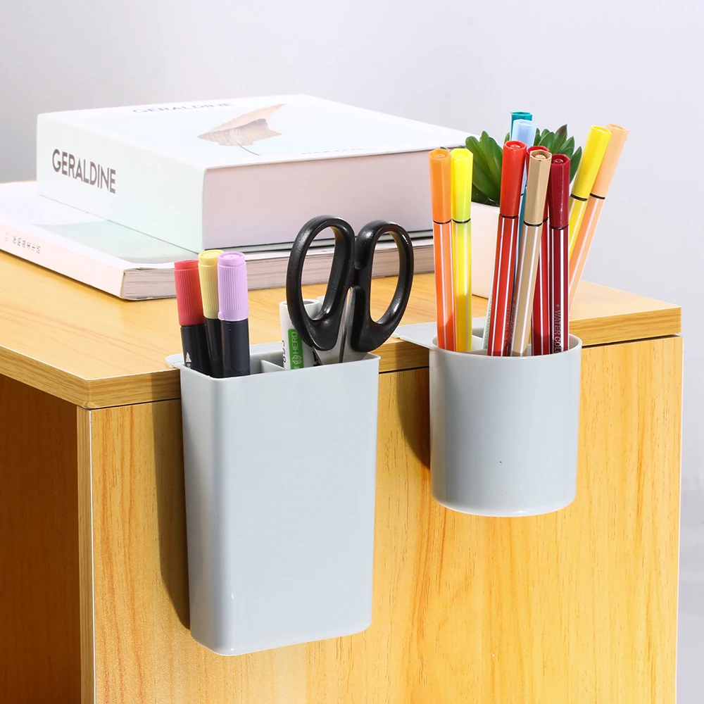 

2 styles 3 colors Creative Pencil Holder Pen Case Adhesive Desktop Organizer Office Decor Container Stationery Storage