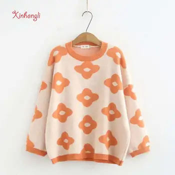 

Plus size knitted loose women O-neck sweater 2020 NEW autumn winter wool pullover coats female pull green jumper oversized