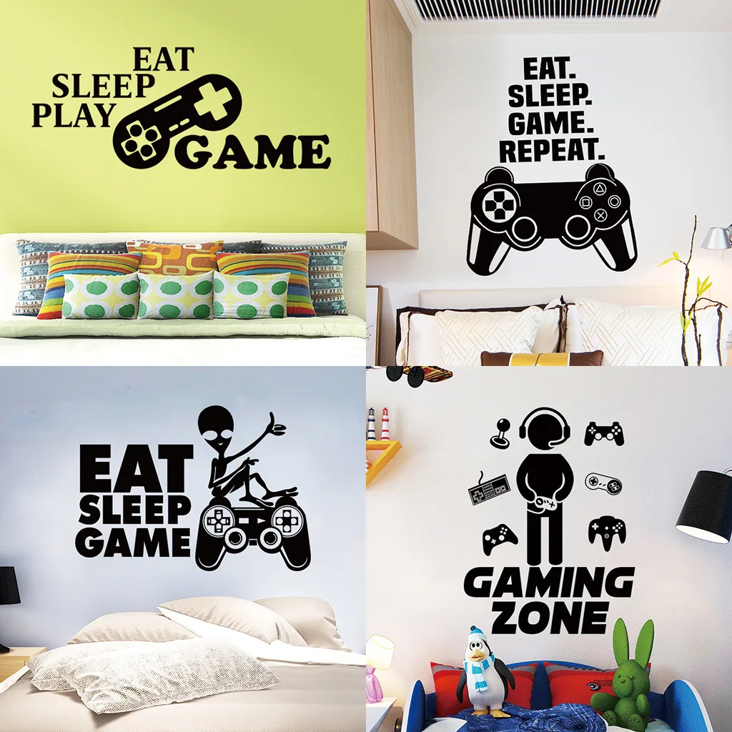 Gamer Wall Sticker Gamer Wall Decals Children Video Game Room Decor Gaming  Controller Wall Stickers Removable DIY Cartoon Party Wallpaper for Gamer