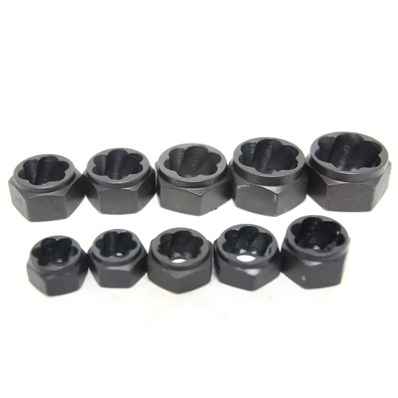 

Hot 10Pcs Damaged Nut Bolt Remover Stud Extractor Set Metric Broken Bolt Removal Kit