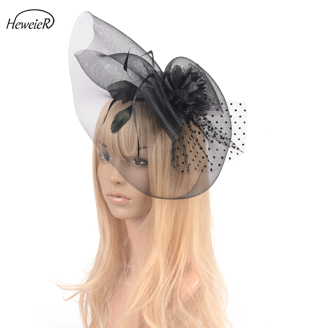Women Fascinator Hats 7colors Lace Flower Veil Cocktail Hair Clip Ladies Large Headwear Accessories Party Wedding Hairpins |