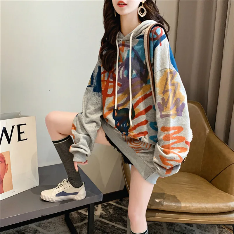 Net Red Autumn New Pullover Women's Hoodie Cartoon Women's Long Sleeve Hoodie Student Korean Style Student Hoodie