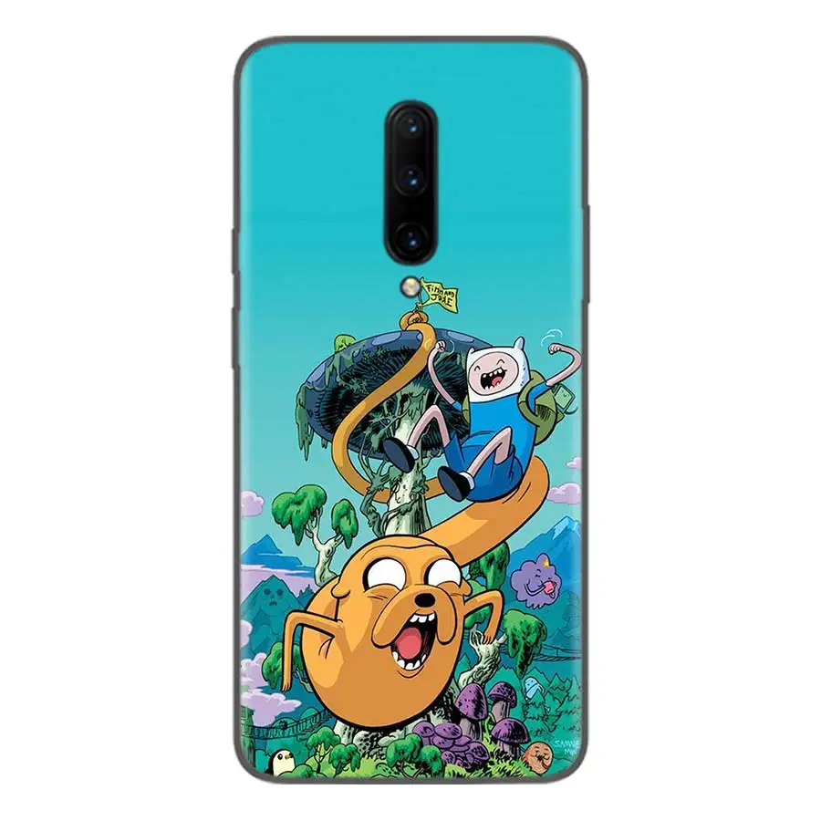 Adventure Time Finn Jake Black Case for Oneplus 7Pro 1+7 Pro 6 6T 5 5T 3 3T Art Gift Patterned Soft Phone Cover Coque