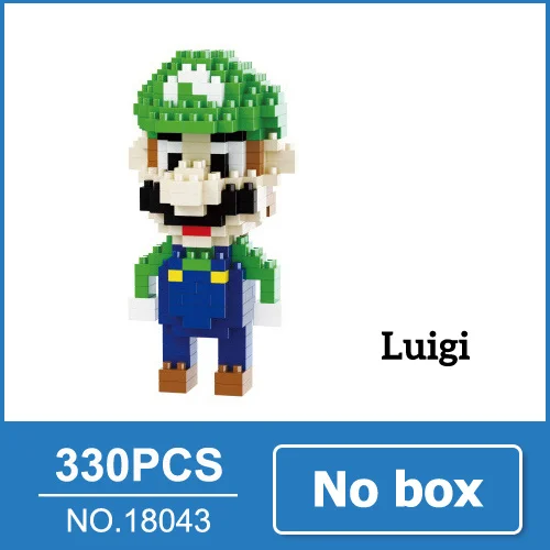 Mario Bros блоки игрушечная фигурка модель Марио Принцесса Персик Боузер строительные блоки японская игра игрушка для подарка игрушки для ребенка - Цвет: New Luigi no box