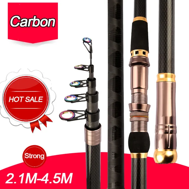 $US $21.00 2.1M-4.5M Carbon Fiber superhard Telescopic Fishing Rod strong Portable Spinning Fishing Rod Travel
