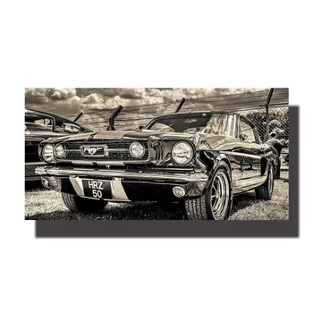 

Classic Sports Car Posters 1965 Ford Mustang Car Canvas Paintings Wall Art for Living Room Home Decor (No Frame)