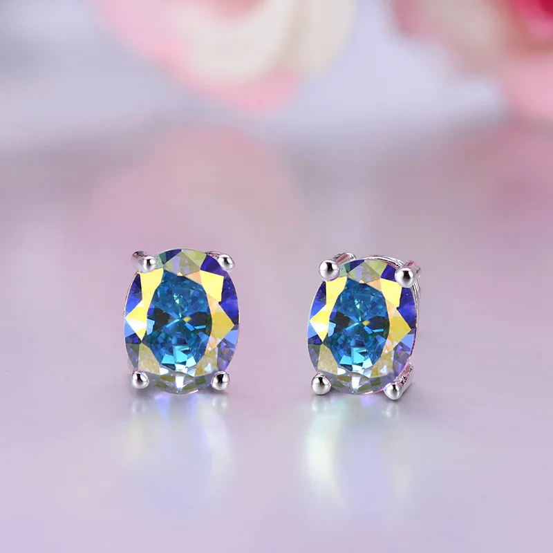 Модные цветные серьги гвоздики Plata 2019 геометрические для женщин блестящие CZ