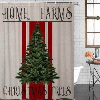 

Bathroom Waterproof Curtain Farm House Christmas Tree Fabric Shower Curtain Home Bathroom Decor Christmas Shower Curtain