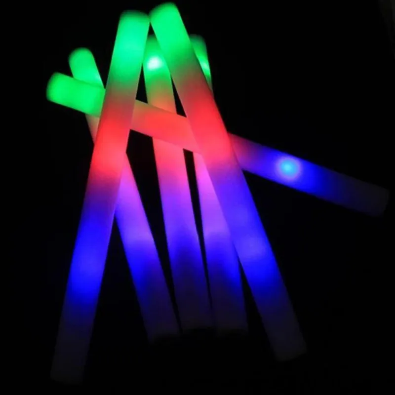 

New LED Stick Colorful Multi Color Sponge Glow Stick Foam Stick Concert Large Flash Stick 12pcs Flashing Light DJ Glow Wand