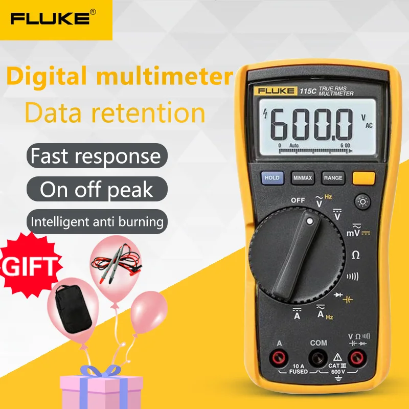 Мультиметр Fluke 115 115C True RMS тестер цифровой мультиметр профессиональный