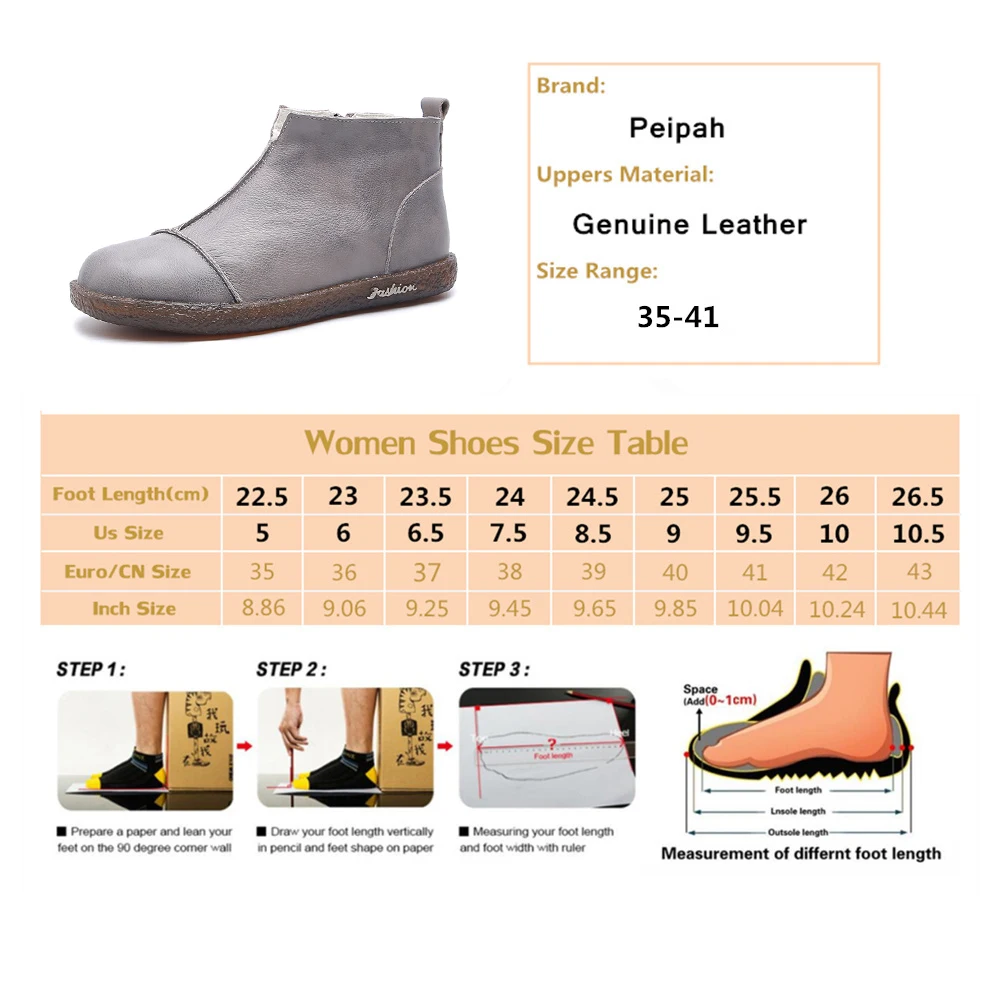 PEIPAH Botas Mujer; коллекция года; сезон осень-зима; женская обувь из натуральной кожи; женские ботильоны; женская повседневная обувь на плоской подошве с молнией; scarpe donna