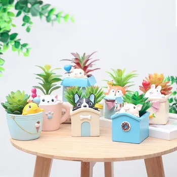 

Landscape Pastoral Style Resin Basin Personality Cute Cartoon Small Succulents Flower Pot Desktop Ornaments Gardening Home Decor