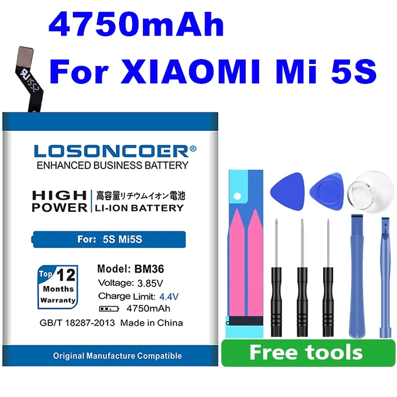 LOSONCOER 4750 мАч BM36 батарея для Xiaomi 5S Mi5S литий-ионный полимерный аккумулятор
