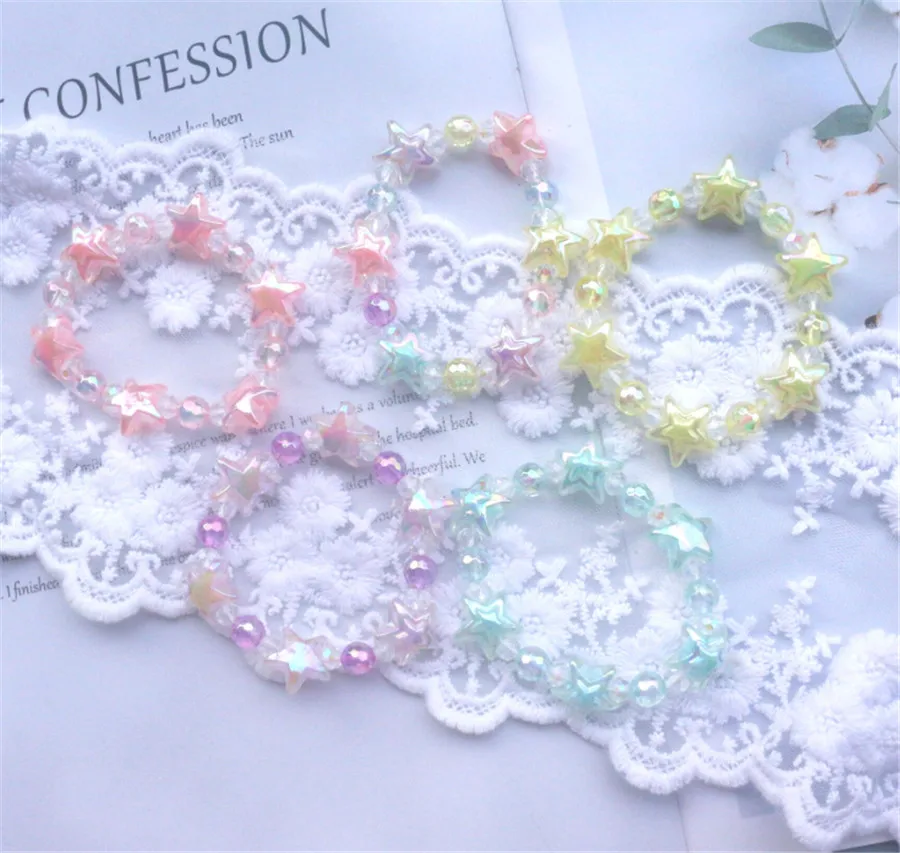 Handmade Lolita Girl Candy Color Start Bracelet Lolita Beads Bracelet Girl Jewelry D393,anime bracelet