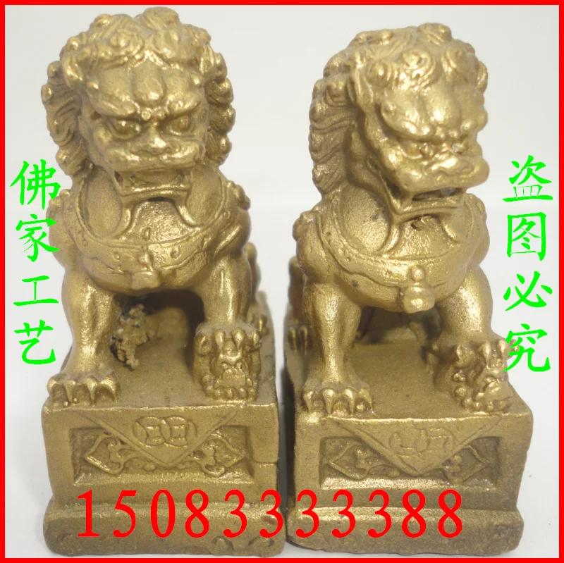 Bronze statue copper lion decoration a pair of beijing lions lucky | Дом и сад
