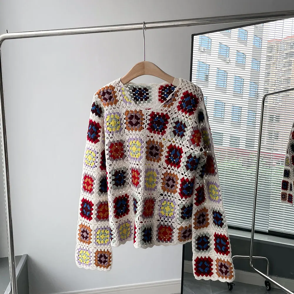 Новинка 2021 женский модный сексуальный кашемировый свитер ручной работы в клетку